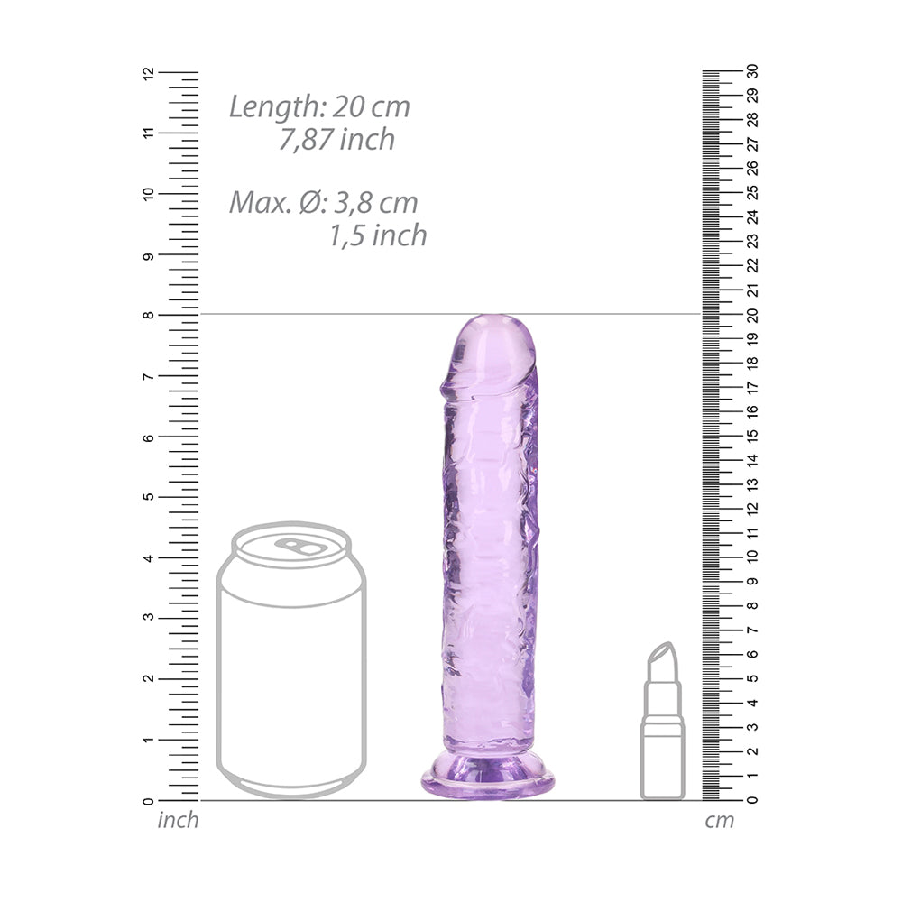 Realrock Crystal Clear Straight Realistic Dildo With Suction Cup 7'' Purple | 8714273520425 | Available at EroticWarehouse.com