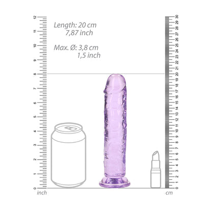 Realrock Crystal Clear Straight Realistic Dildo With Suction Cup 7'' Purple | 8714273520425 | Available at EroticWarehouse.com