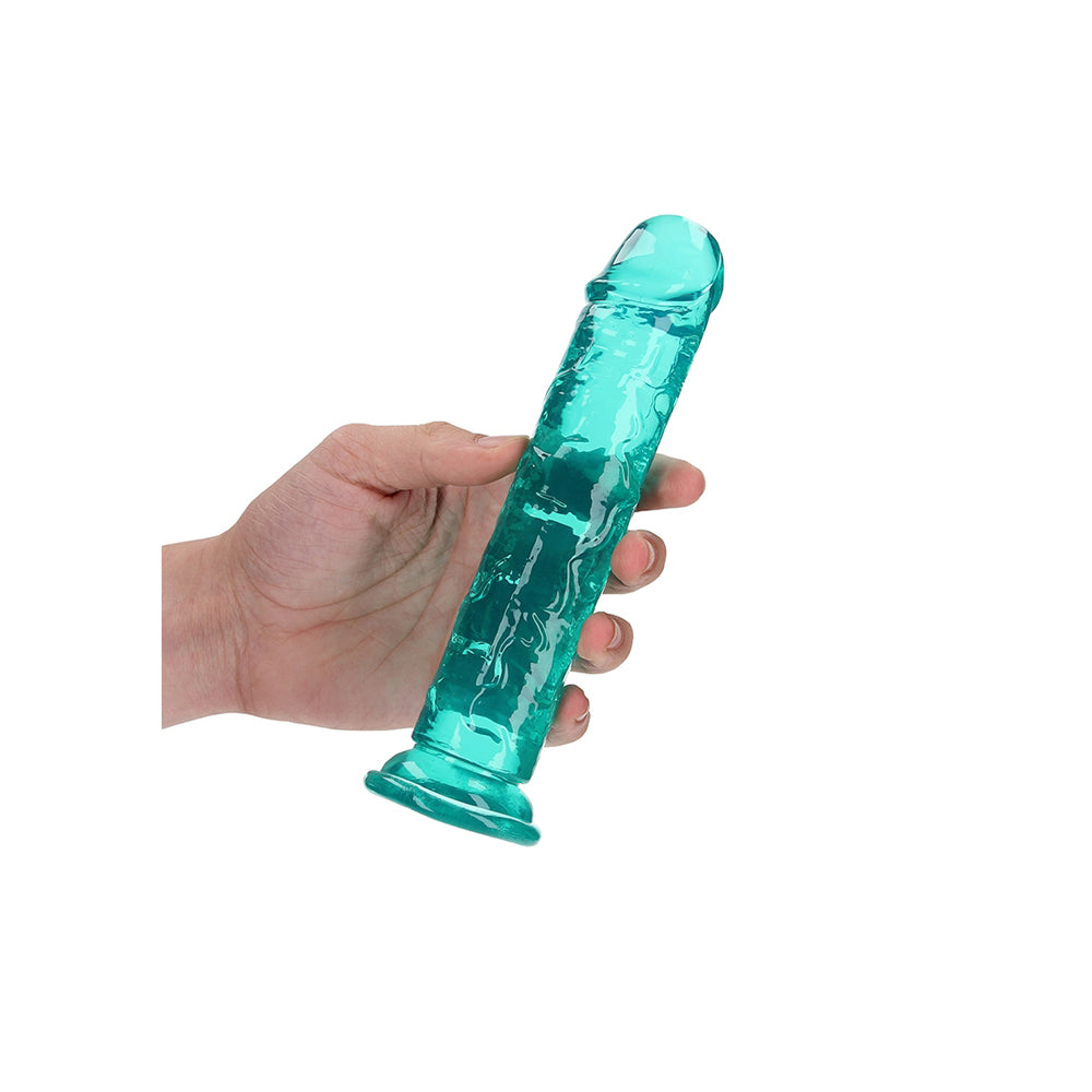 Realrock Crystal Clear Straight Realistic Dildo With Suction Cup 7'' Turquoise | 8714273520432 | Available at EroticWarehouse.com