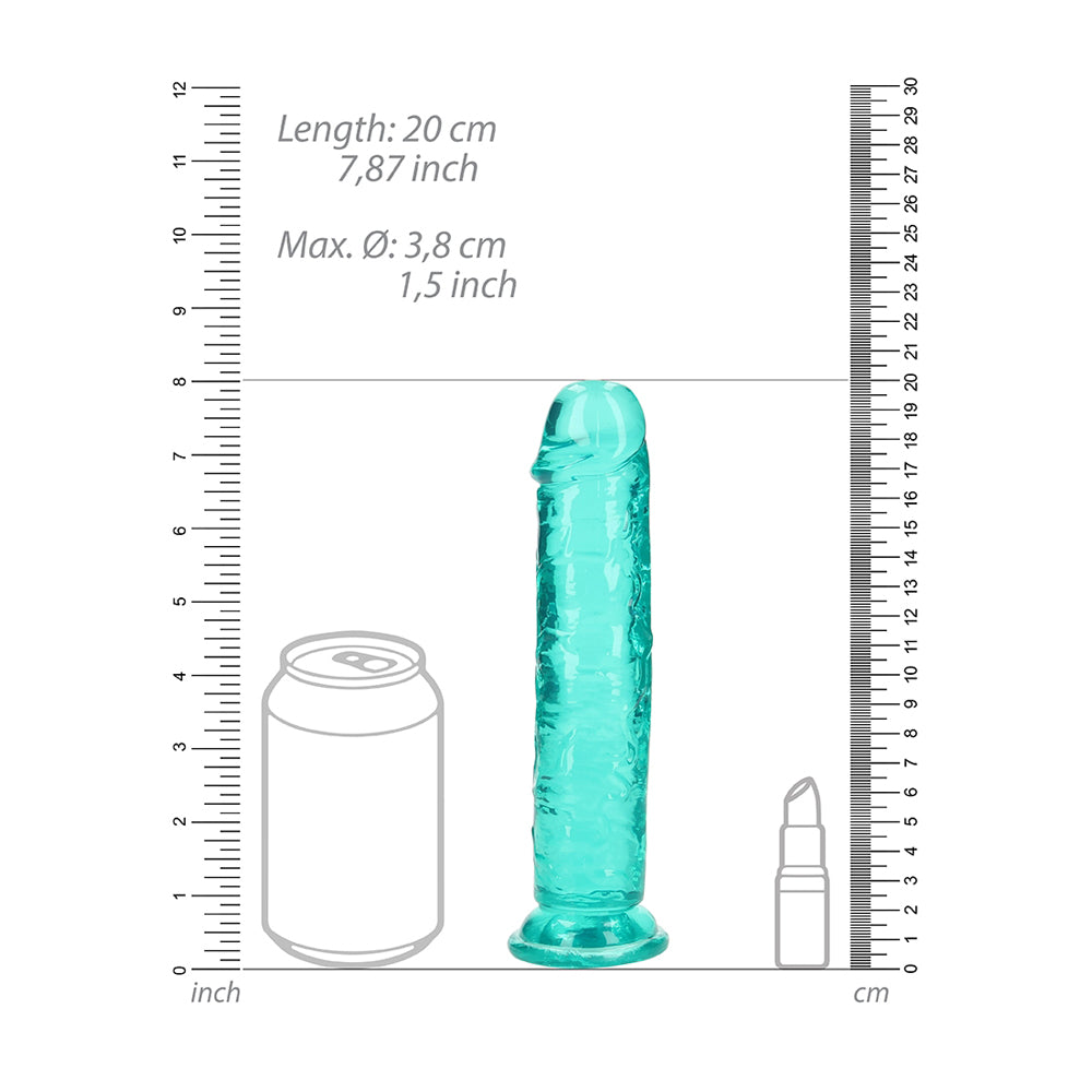 Realrock Crystal Clear Straight Realistic Dildo With Suction Cup 7'' Turquoise | 8714273520432 | Available at EroticWarehouse.com