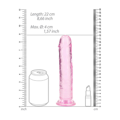Realrock Crystal Clear Straight Realistic Dildo With Suction Cup 8'' Pink | 8714273520463 | Available at EroticWarehouse.com