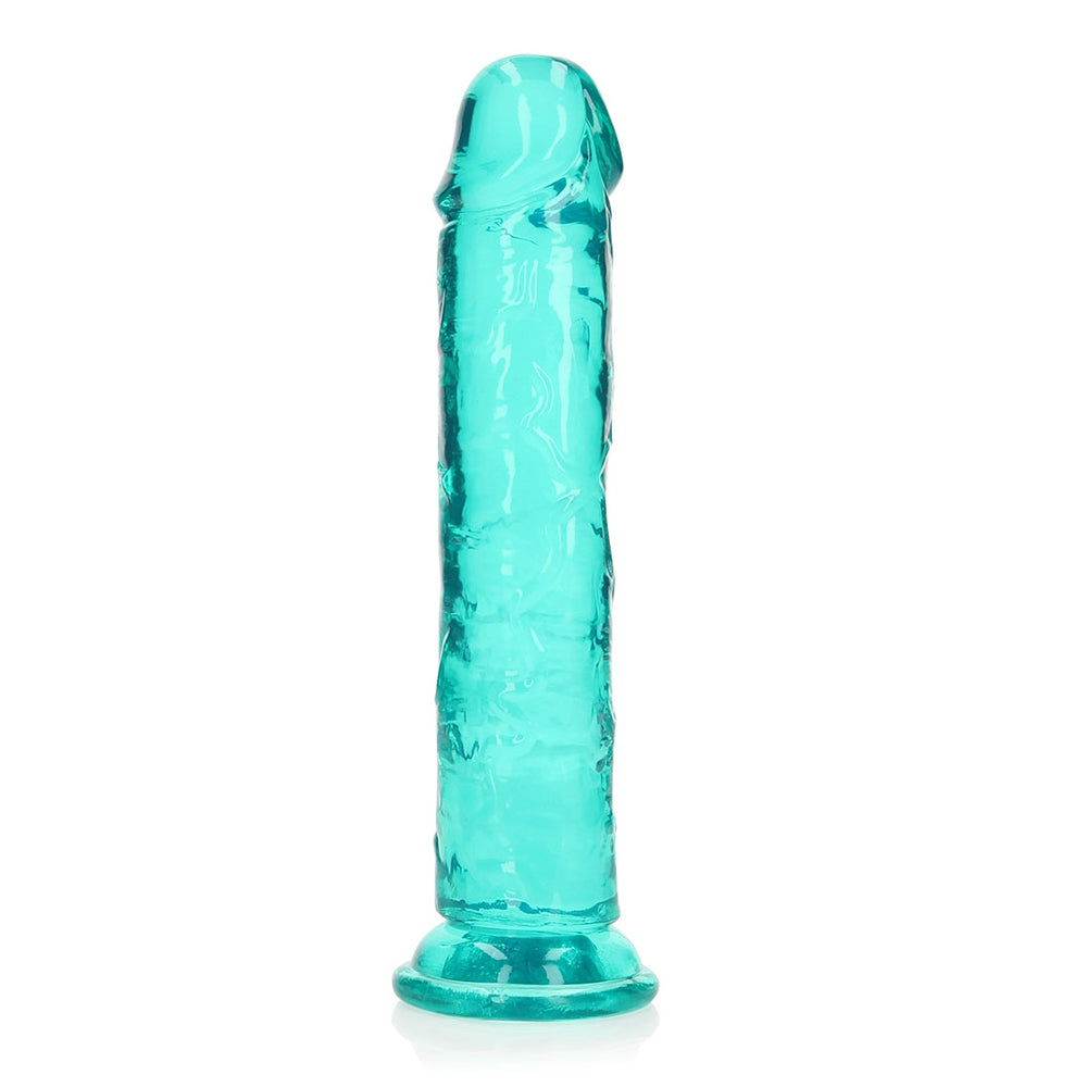 Realrock Crystal Clear Straight Realistic Dildo With Suction Cup 8'' Turquoise | 8714273520487 | Available at EroticWarehouse.com