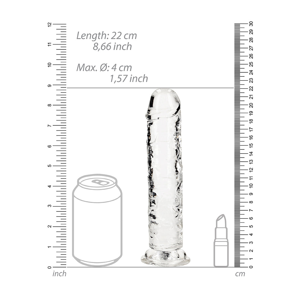 Realrock Crystal Clear Straight Realistic Dildo With Suction Cup 8'' Transparent | 8714273520494 | Available at EroticWarehouse.com