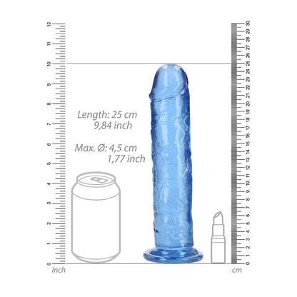 Realrock Crystal Clear Straight Realistic Dildo With Suction Cup 9'' Blue | 8714273520500 | Available at EroticWarehouse.com