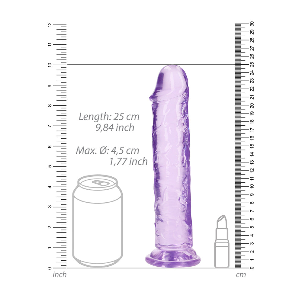 Realrock Crystal Clear Straight Realistic Dildo With Suction Cup 9'' Purple | 8714273520524 | Available at EroticWarehouse.com