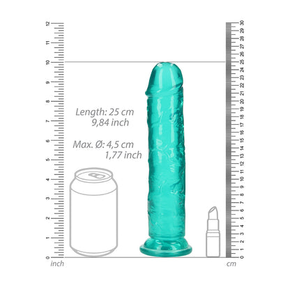 Realrock Crystal Clear Straight Realistic Dildo With Suction Cup 9'' Turquoise | 8714273520531 | Available at EroticWarehouse.com