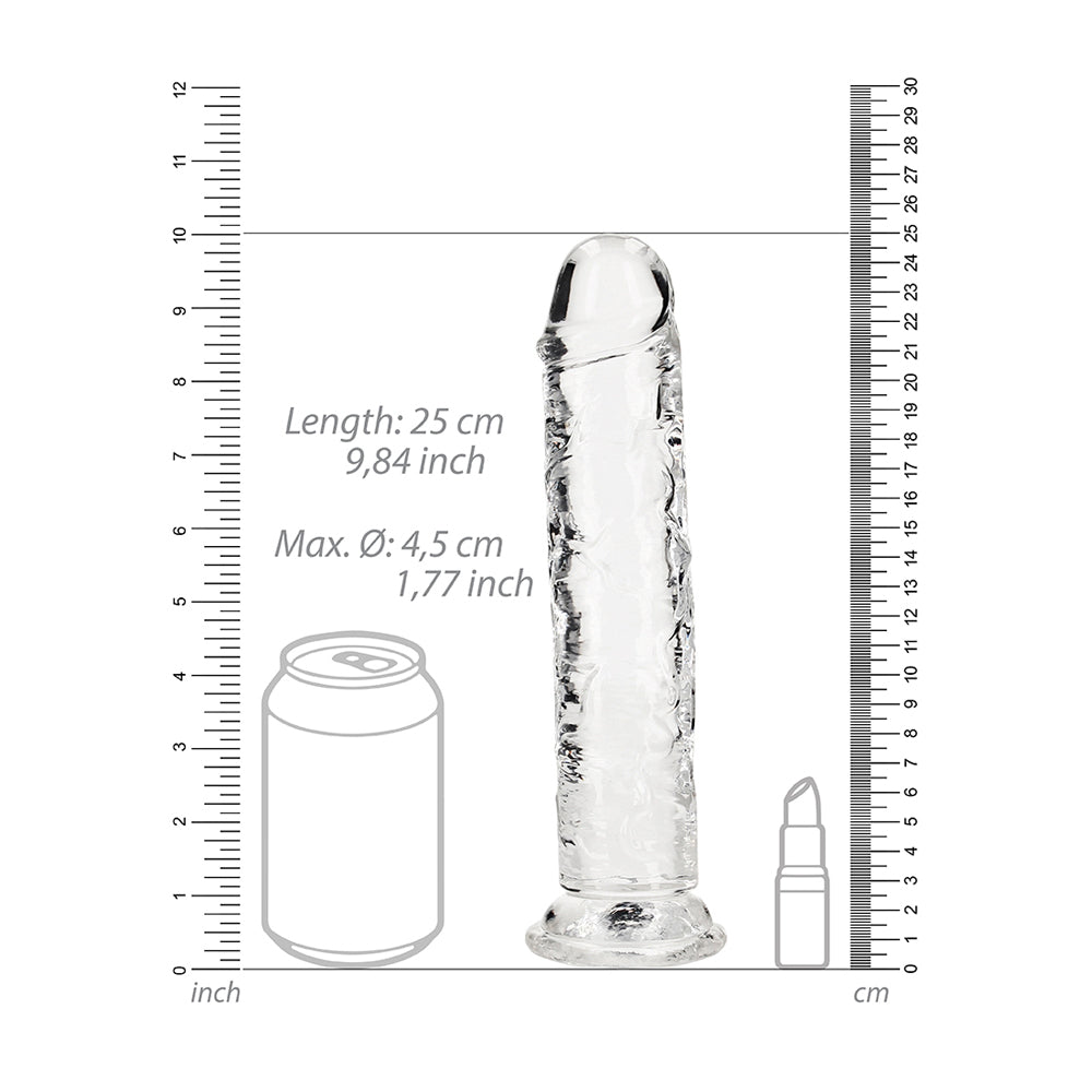 Realrock Crystal Clear Straight Realistic Dildo With Suction Cup 9'' Transparent | 8714273520548 | Available at EroticWarehouse.com