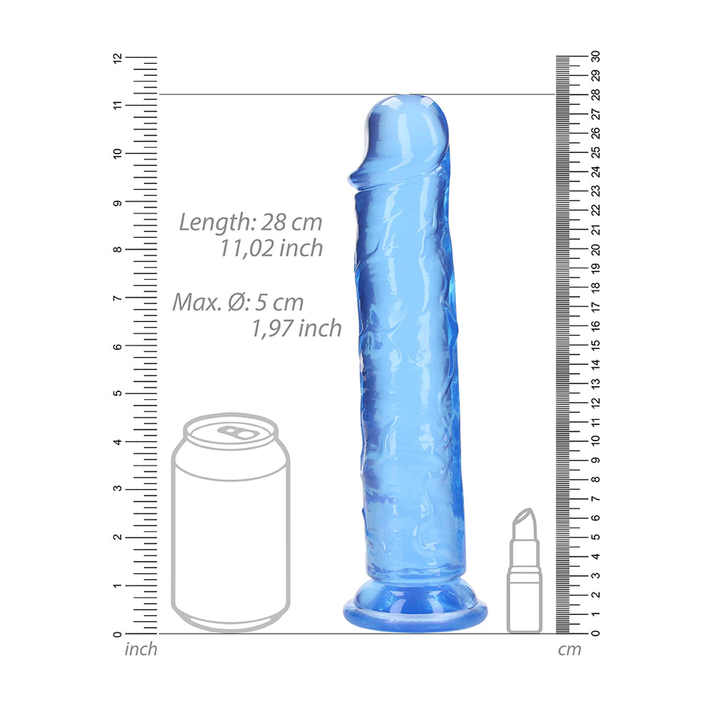 Realrock Crystal Clear Straight Realistic Dildo With Suction Cup 10'' Blue | 8714273520555 | Available at EroticWarehouse.com