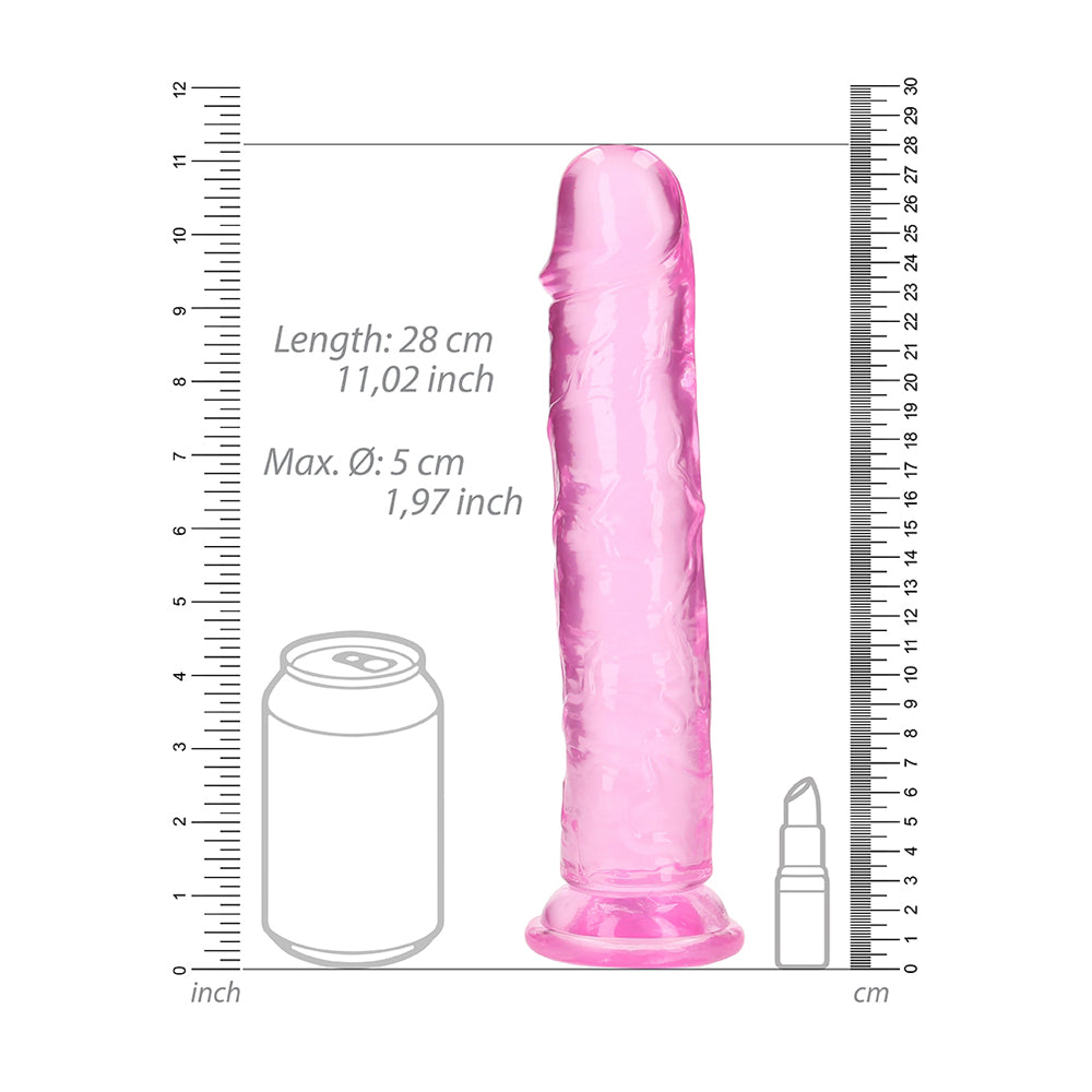 Realrock Crystal Clear Straight Realistic Dildo With Suction Cup 10'' Pink | 8714273520562 | Available at EroticWarehouse.com