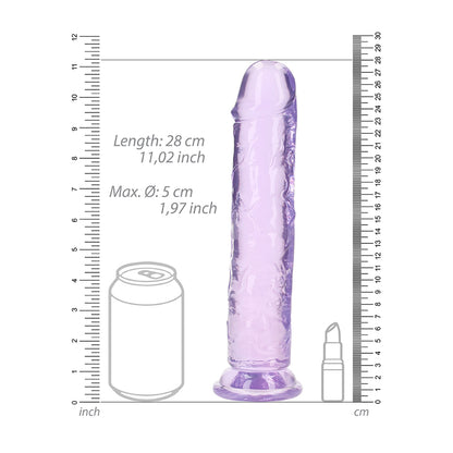 Realrock Crystal Clear Straight Realistic Dildo With Suction Cup 10'' Purple | 8714273520579 | Available at EroticWarehouse.com