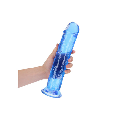 Realrock Crystal Clear Straight Realistic Dildo With Suction Cup 11'' Blue | 8714273520609 | Available at EroticWarehouse.com