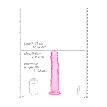 Realrock Crystal Clear Straight Realistic Dildo With Suction Cup 11'' Pink | 8714273520616 | Available at EroticWarehouse.com