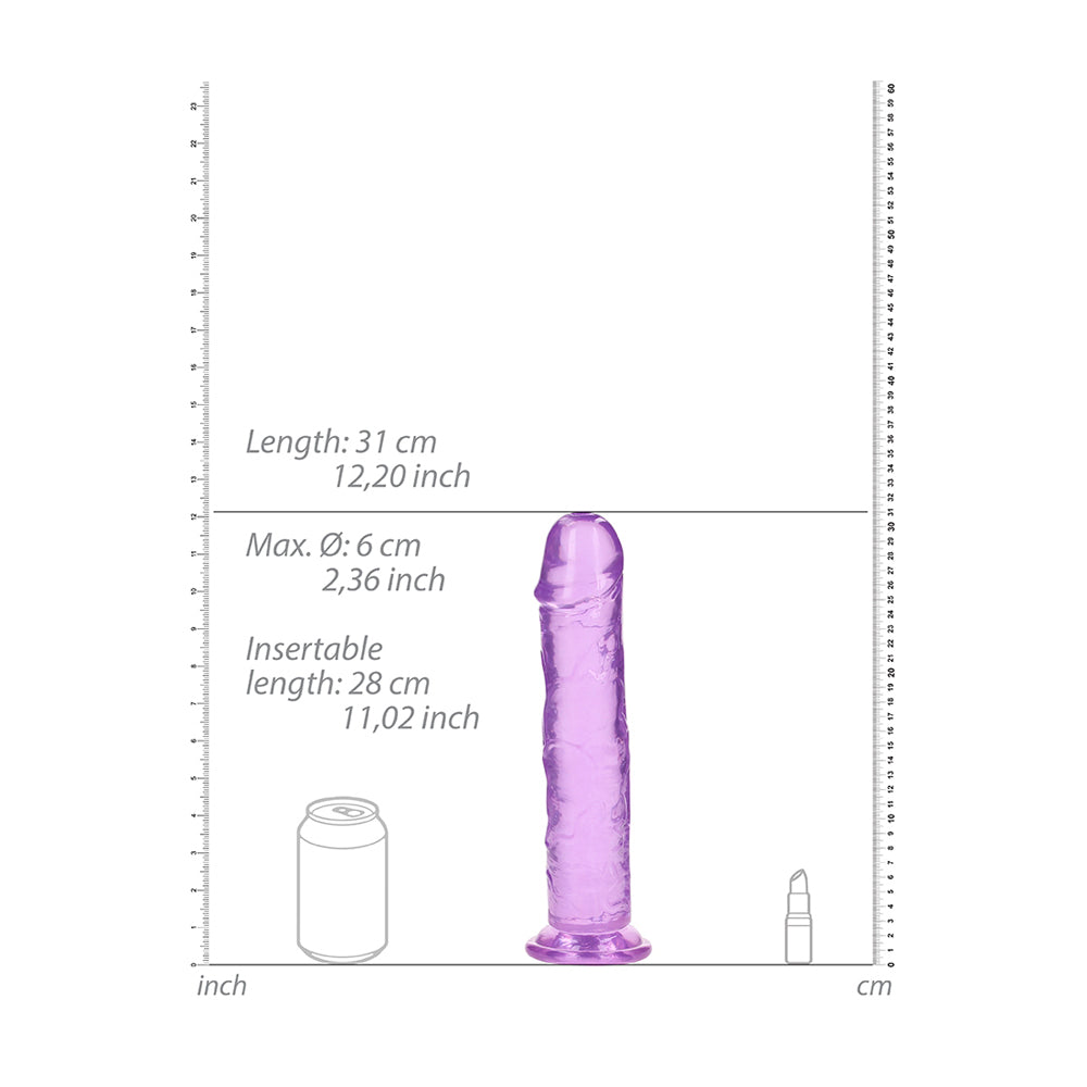Realrock Crystal Clear Straight Realistic Dildo With Suction Cup 11'' Purple | 8714273520623 | Available at EroticWarehouse.com