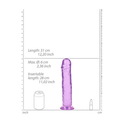Realrock Crystal Clear Straight Realistic Dildo With Suction Cup 11'' Purple | 8714273520623 | Available at EroticWarehouse.com