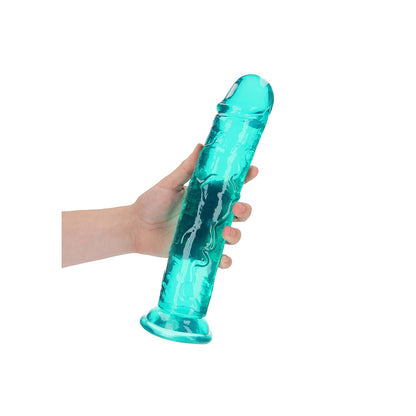 Realrock Crystal Clear Straight Realistic Dildo With Suction Cup 11'' Turquoise | 8714273520630 | Available at EroticWarehouse.com