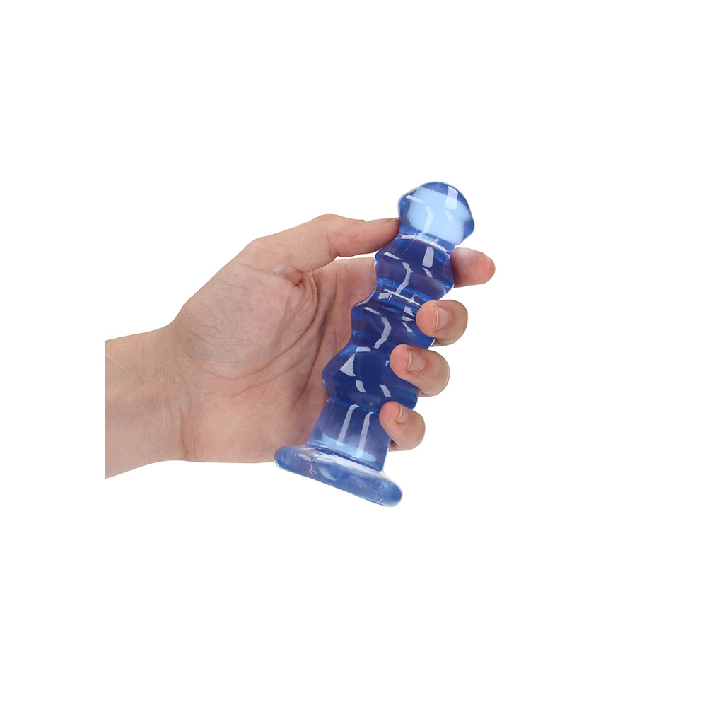 Realrock Crystal Clear Curvy Dildo Or Butt Plug 5.5'' Blue | 8714273520654 | Available at EroticWarehouse.com