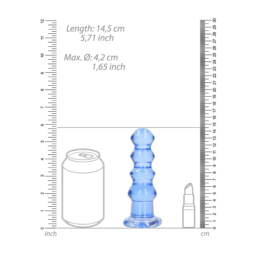 Realrock Crystal Clear Curvy Dildo Or Butt Plug 5.5'' Blue | 8714273520654 | Available at EroticWarehouse.com
