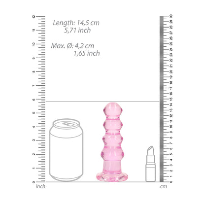 Realrock Crystal Clear Curvy Dildo Or Butt Plug 5.5'' Pink | 8714273520661 | Available at EroticWarehouse.com
