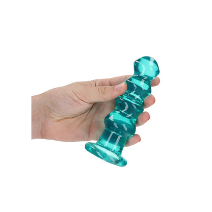 Realrock Crystal Clear Curvy Dildo Or Butt Plug 5.5'' Turquoise | 8714273520685 | Available at EroticWarehouse.com