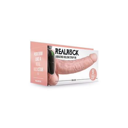 Realrock Vibrating Hollow Strap-On With Balls 9" Flesh | 8714273521071 | Available at EroticWarehouse.com