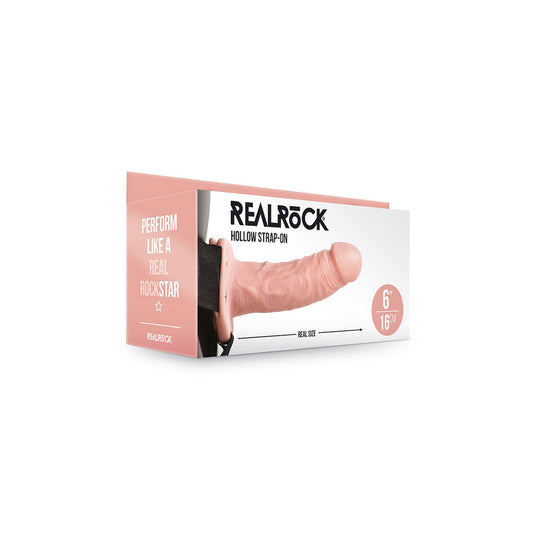 Realrock Hollow Strap-On Without Balls 6" Flesh | 8714273521149 | Available at EroticWarehouse.com