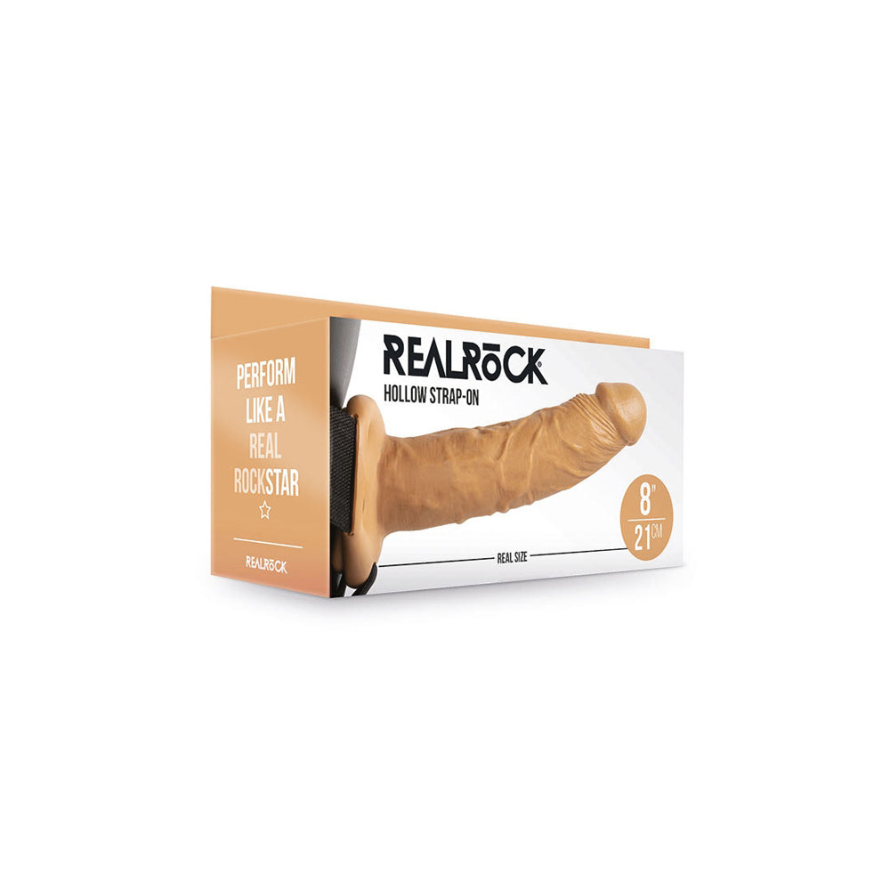 Realrock Hollow Strap-On Without Balls 8" Tan | 8714273521262 | Available at EroticWarehouse.com
