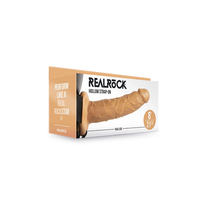 Realrock Hollow Strap-On Without Balls 8" Tan | 8714273521262 | Available at EroticWarehouse.com