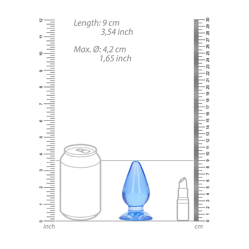 Realrock Crystal Clear Anal Plug 3.5'' Blue | 8714273522870 | Available at EroticWarehouse.com