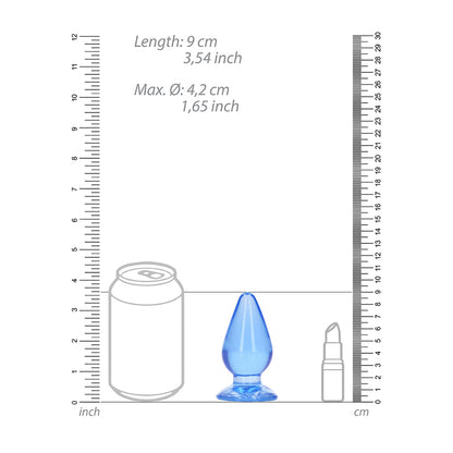 Realrock Crystal Clear Anal Plug 3.5'' Blue | 8714273522870 | Available at EroticWarehouse.com