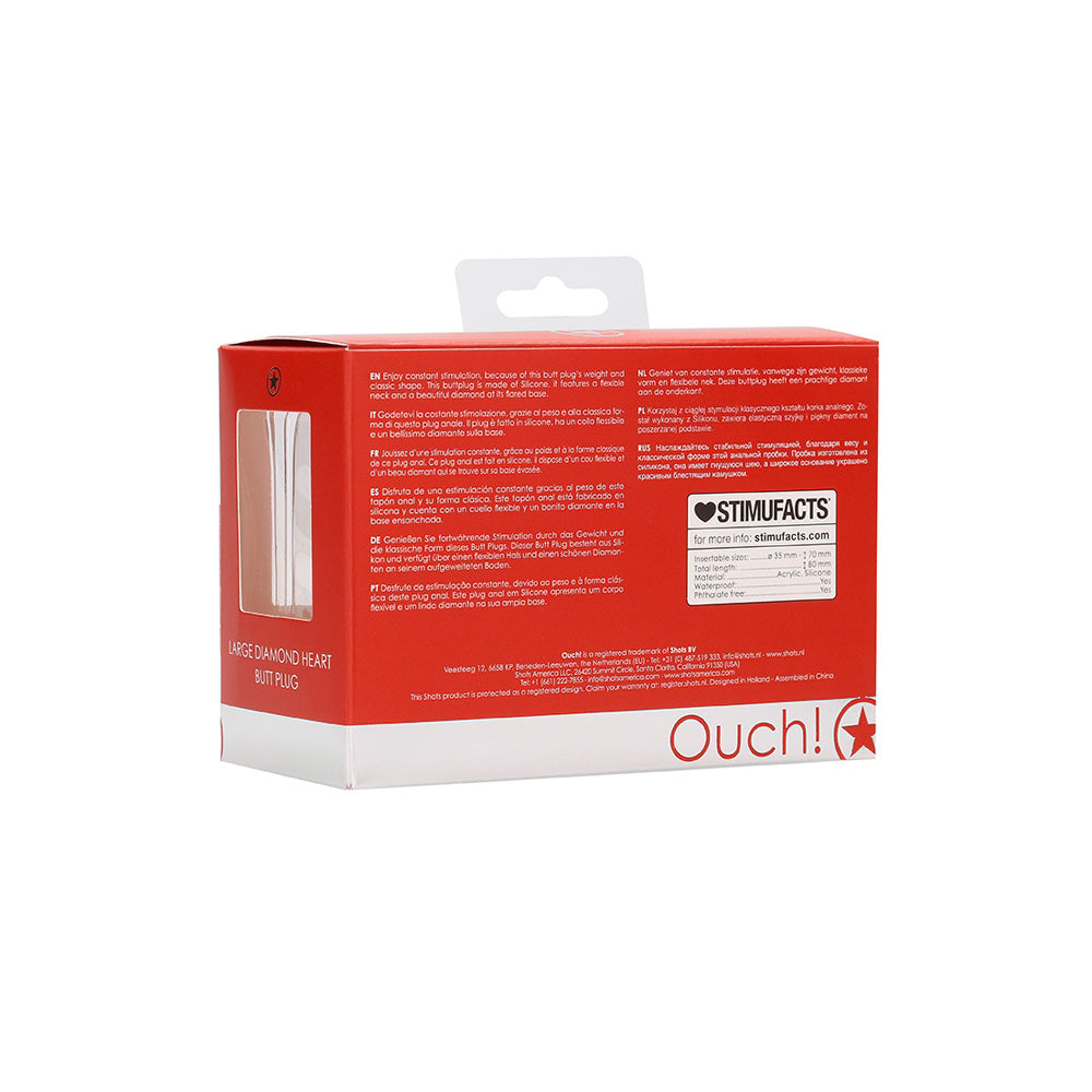 Ouch! Diamond Heart Butt Plug Large Red | 8714273530585 | Available at EroticWarehouse.com