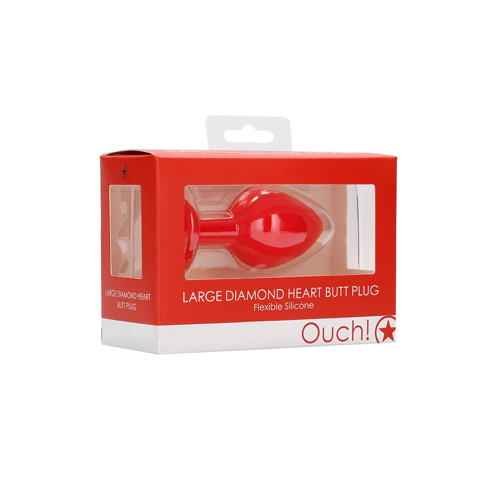 Ouch! Diamond Heart Butt Plug Large Red | 8714273530585 | Available at EroticWarehouse.com