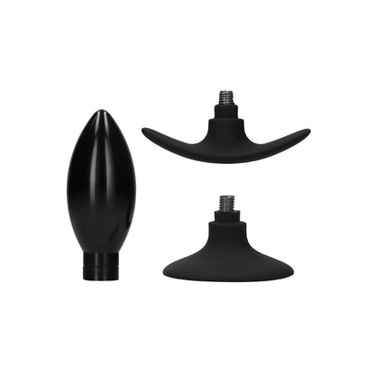 Ouch! Interchangeable Butt Plug Set Rounded Large Black | 8714273531926 | Available at EroticWarehouse.com