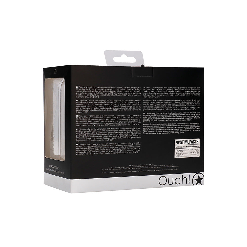 Ouch! Interchangeable Butt Plug Set Rounded Large Black | 8714273531926 | Available at EroticWarehouse.com