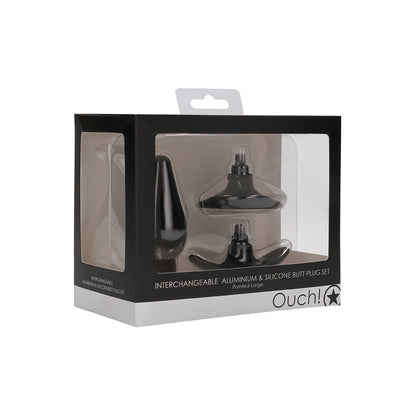 Ouch! Interchangeable Butt Plug Set Pointed Large Black | 8714273531940 | Available at EroticWarehouse.com