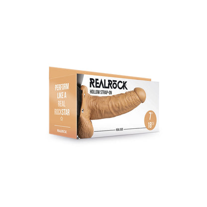 Realrock Hollow Strap-On With Balls 7" Tan | 8714273533715 | Available at EroticWarehouse.com