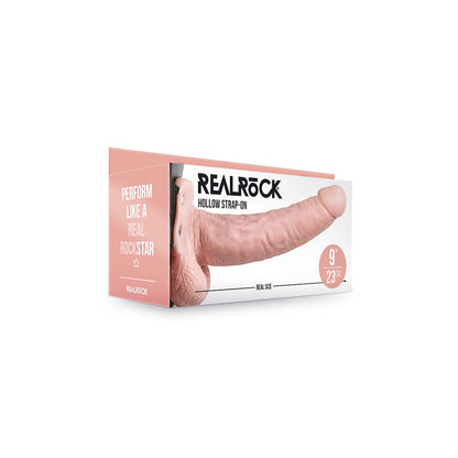 Realrock Hollow Strap-On With Balls 9" Flesh | 8714273533739 | Available at EroticWarehouse.com