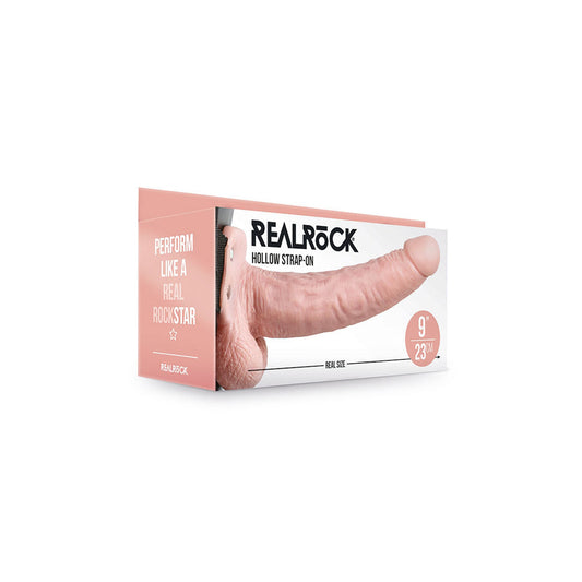 Realrock Hollow Strap-On With Balls 9" Flesh | 8714273533739 | Available at EroticWarehouse.com