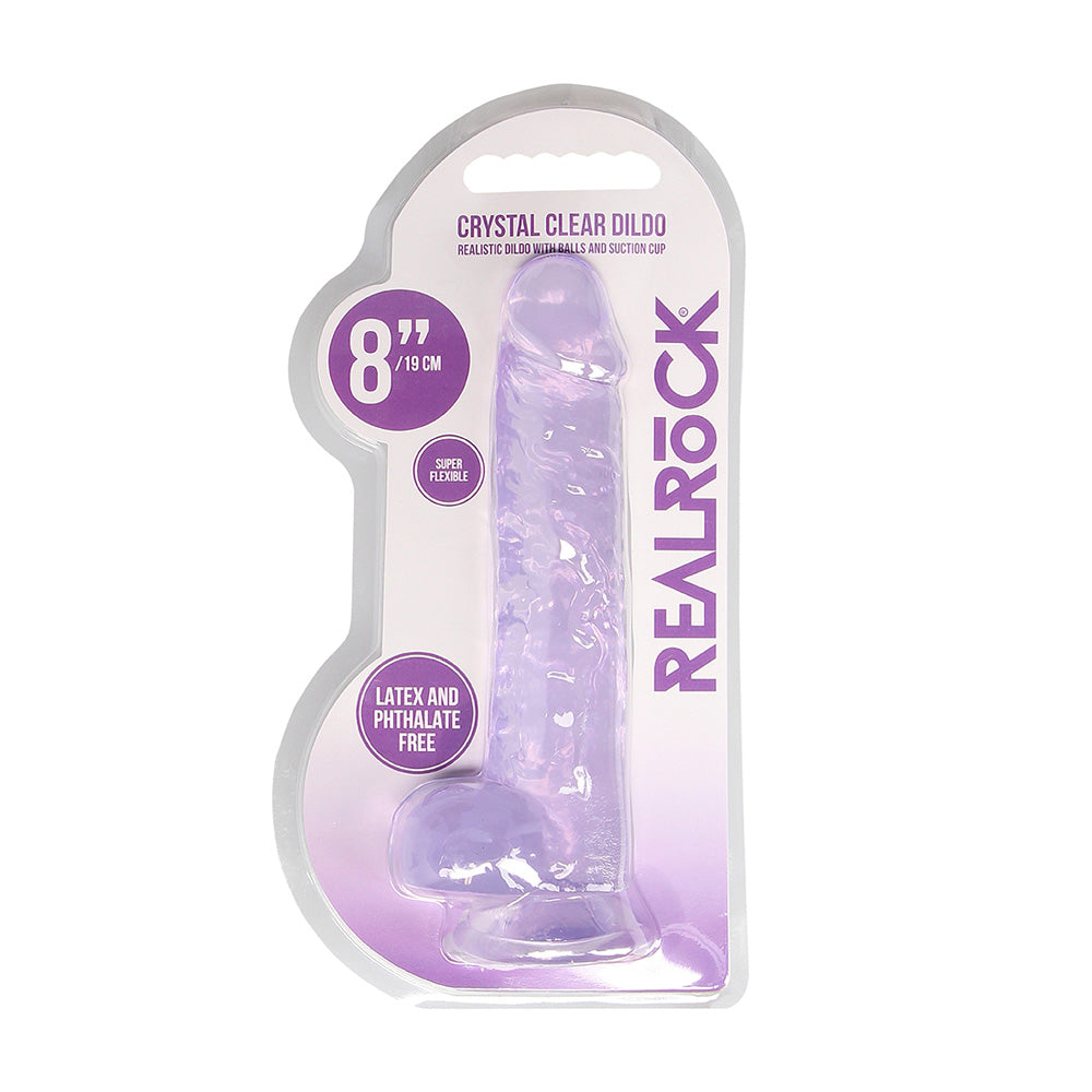 Realrock 8" Realistic Dildo With Balls Purple | 8714273543202 | Available at EroticWarehouse.com