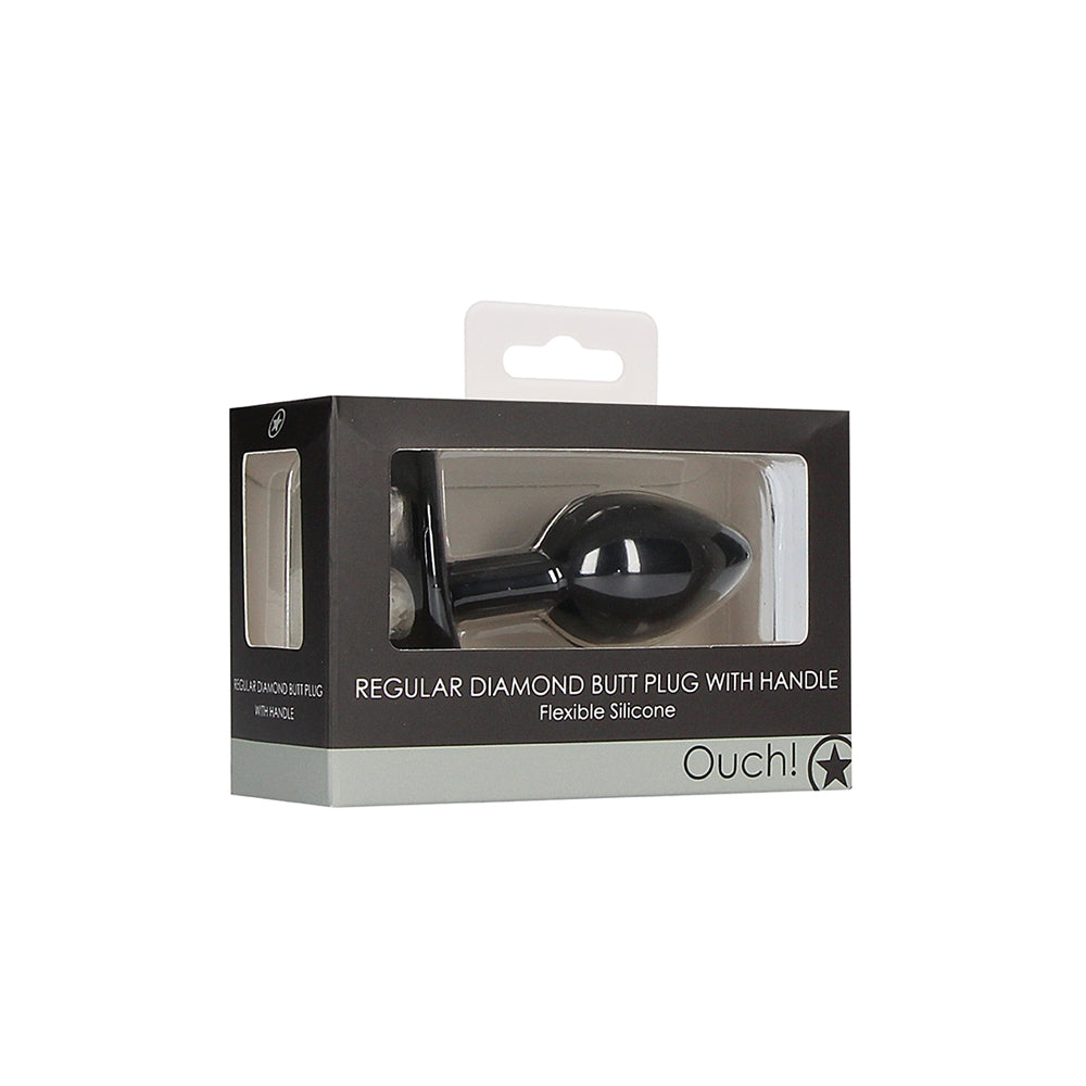 Ouch! Regular Diamond Butt Plug With Handle Black | 8714273544124 | Available at EroticWarehouse.com