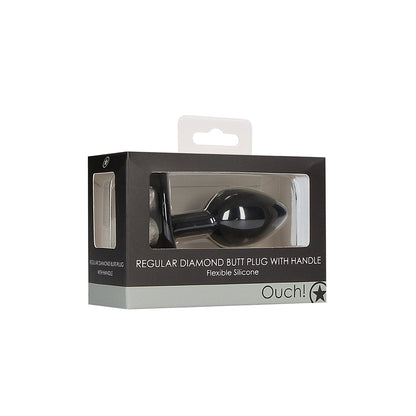 Ouch! Regular Diamond Butt Plug With Handle Black | 8714273544124 | Available at EroticWarehouse.com