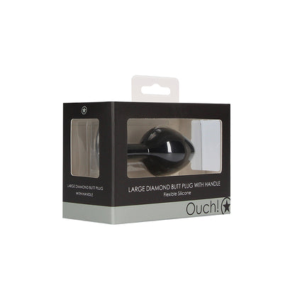 Ouch! Large Diamond Butt Plug With Handle Black | 8714273544131 | Available at EroticWarehouse.com