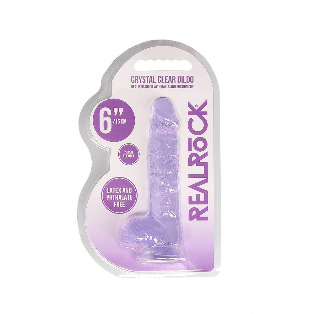 Realrock 6" Realistic Dildo With Balls Purple | 8714273544339 | Available at EroticWarehouse.com