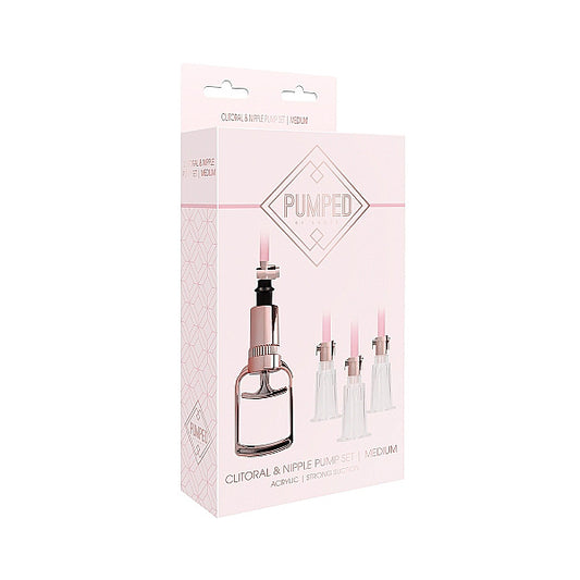 Shots Pumped Clitoral & Nipple Pump Set Medium Rose Gold | 8714273548443 | Available at EroticWarehouse.com
