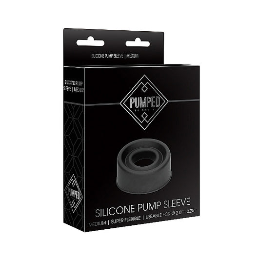 Shots Pumped Silicone Pump Sleeve Medium Black | 8714273548474 | Available at EroticWarehouse.com