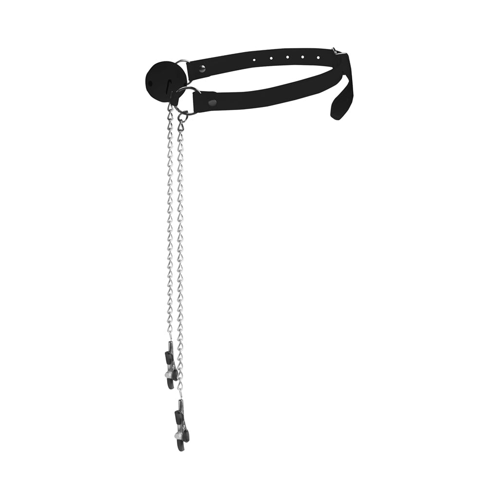 Ouch! Ball Gag with Nipple Clamps Black | 8714273581143 | Available at EroticWarehouse.com