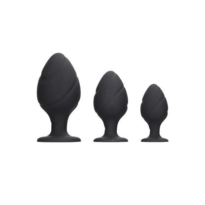 Ouch! Swirled Butt Plug Set Black | 8714273925664 | Available at EroticWarehouse.com