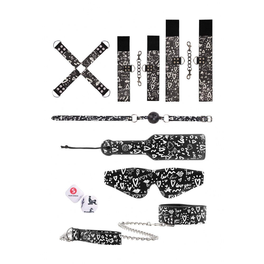Ouch! Printed Bondage Kit Love Street Art Fashion Black | 8714273930767 | Available at EroticWarehouse.com