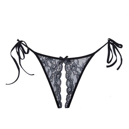 Adore Open Lace Panty Tie Up Sides Black One Size | 883045916723 | Available at EroticWarehouse.com