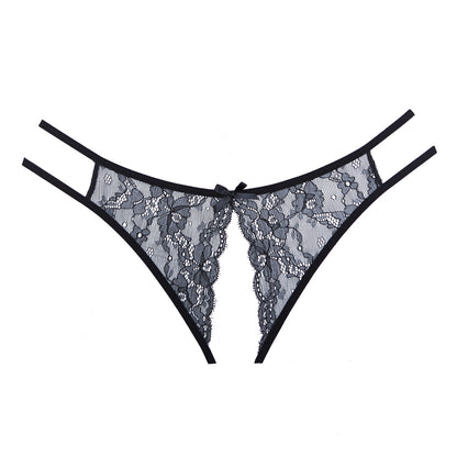 Adore Open Lace Panty Dual Side Straps Black One Size | 883045916754 | Available at EroticWarehouse.com