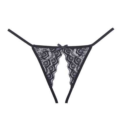 Adore Lace Panty Open Front Lace And Elastic Strap Back Black One Size | 883045916877 | Available at EroticWarehouse.com